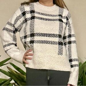Berkley Jensen Womens white and black Sherpa Fleece Henley Sweater S New